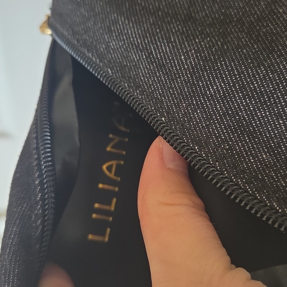 Lilliana Knee High Boots 8.5 Black Denim Over The Knee Distress Cutout - Picture 4 of 6